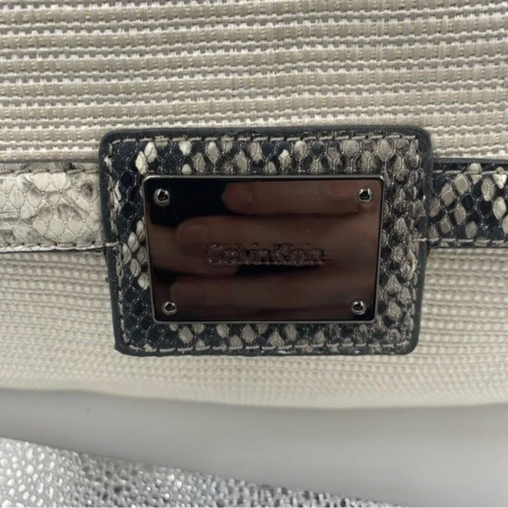 Calvin‎ Klein White Snakeskin Shoulder Bag